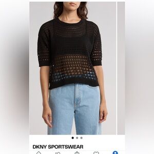 DKNY sportswear open Stitch sweater- Medium NWOT Black
